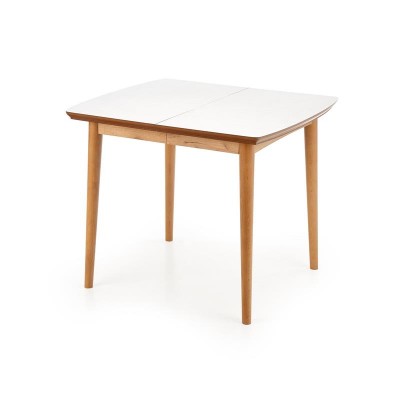 Стол обеденный HALMAR BARRET белый матовый/дуб лефкас 90-190/80